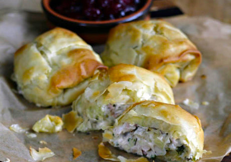 Turkey Strudel with Mushroom & Chestnuts